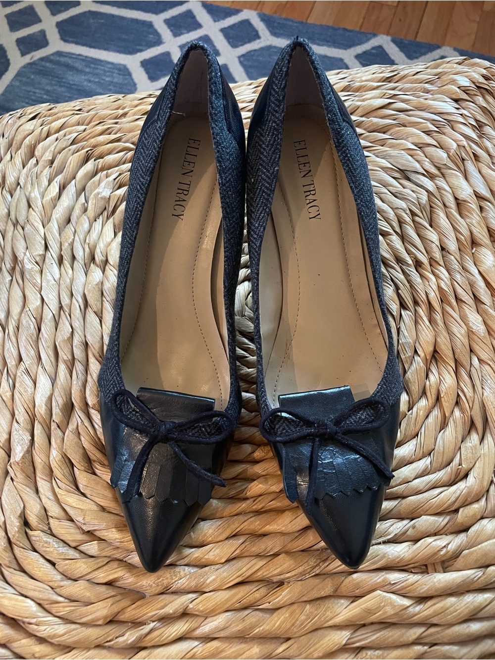 Ellen Tracy Hellie Tweed and Leather Heels